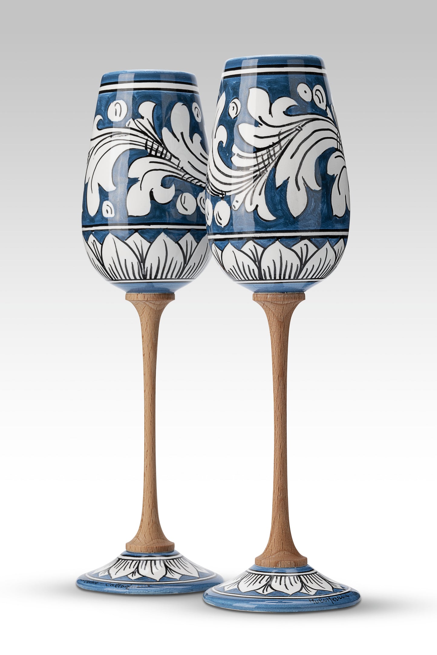 Coppia Flute Ornato Blu