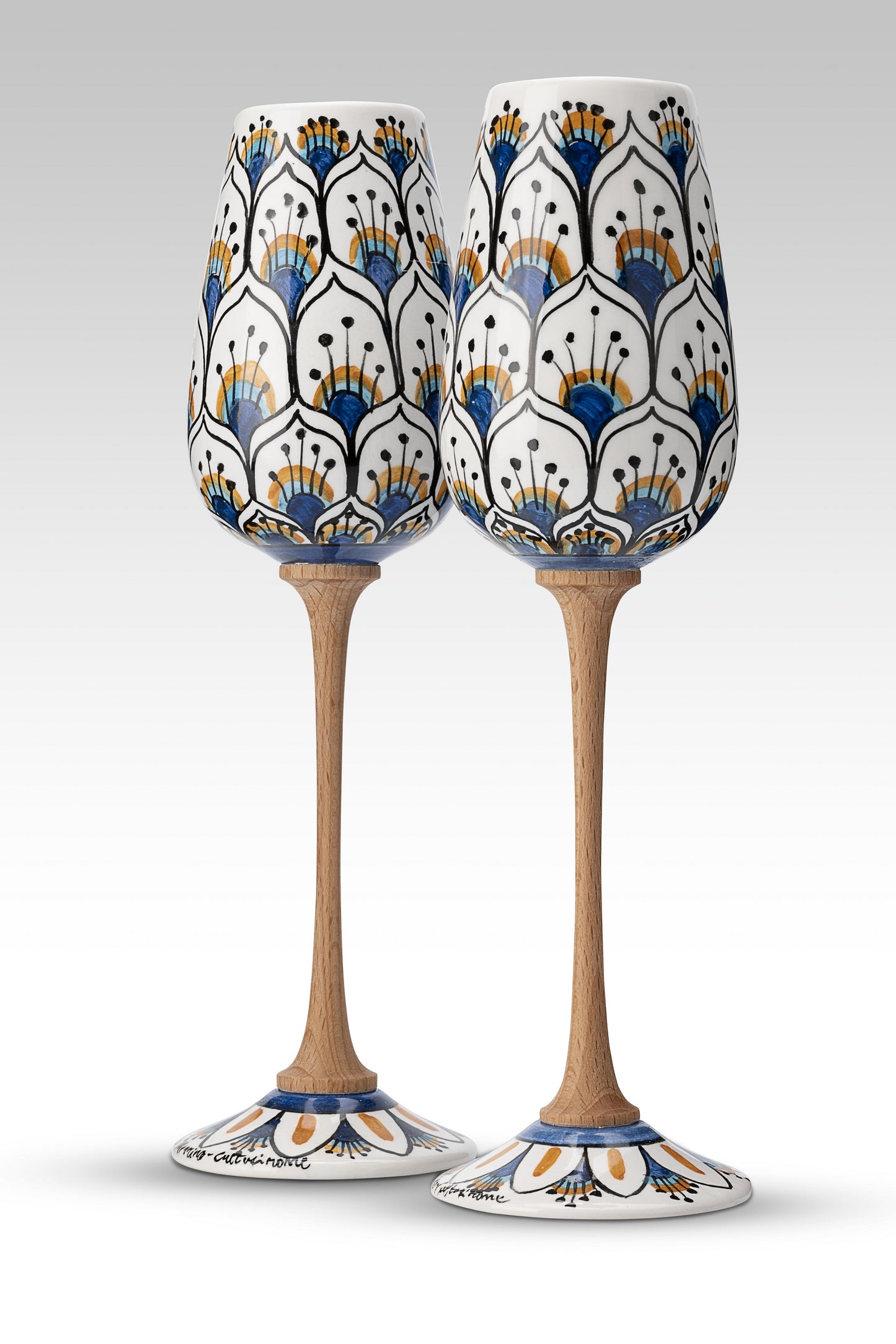 Coppia Flute Pavone Bianco