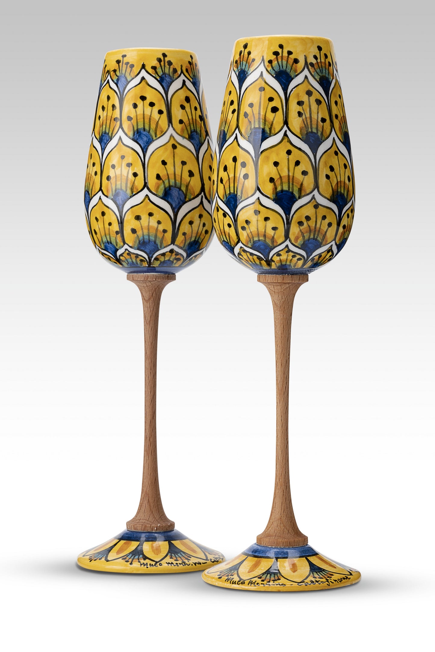 Coppia Flute Pavone Giallo