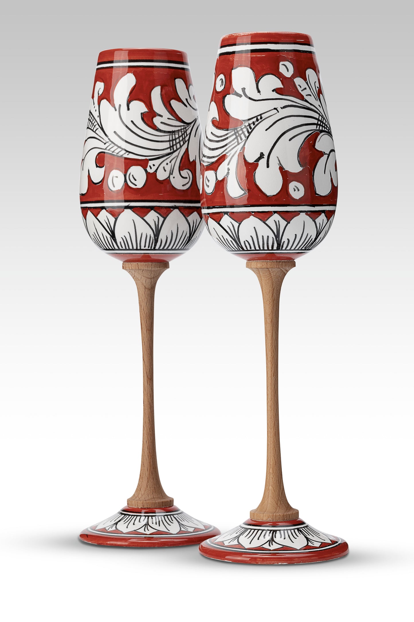 Coppia Flute Ornato Rosso